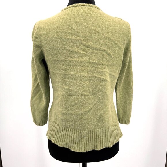 Sigrid Olsen Cardigan Sweater Women MP Beaded Green Fairy Floral Silk Cotton - Picture 7 of 7